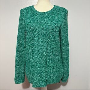 Talbots green long sleeve sweater with zippers on sides size L